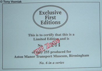 The certificate supplied with the model