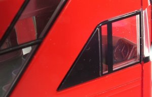 A close up of the cab showing the low relief steering wheel - Click to enlarge