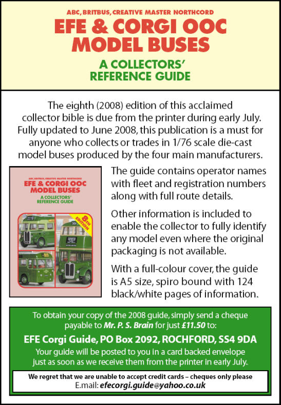 EFE & Corgi OOC Model Buses Reference Guide Ordering Details