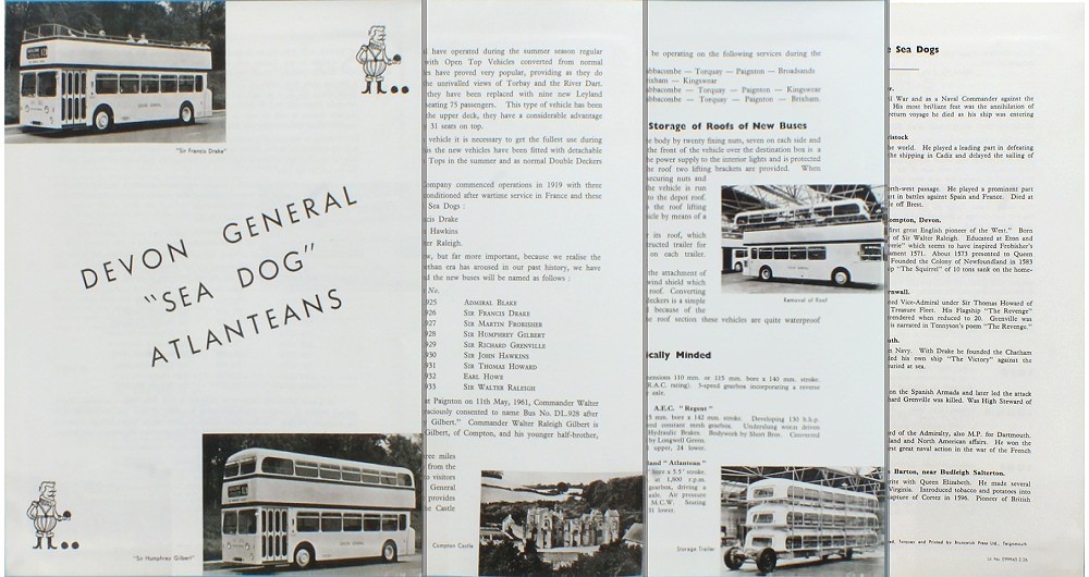 Set E99945 - Devon General Sea Dogs Atlanteans Models Set - Reproduction 1961 Sea Dog 4 page Brochure