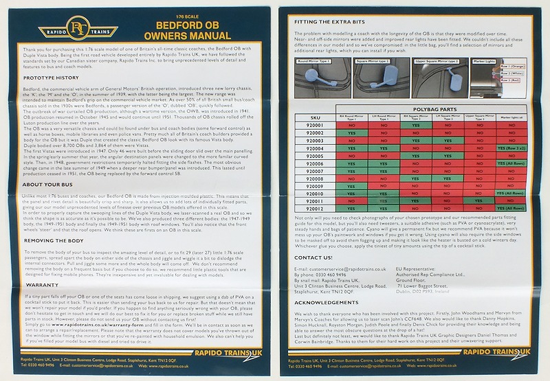 UK920006 Instructions leaflet
